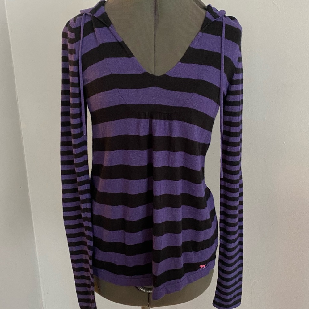 Victorias Secret PINK Hooded Sweater Top Purple/Black